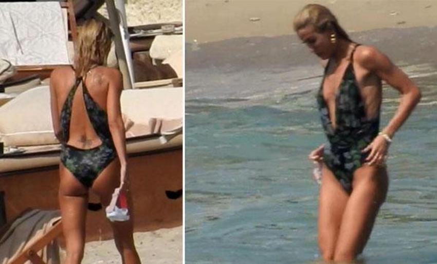 Çağla Şıkel plajda rüzgar gibi esti