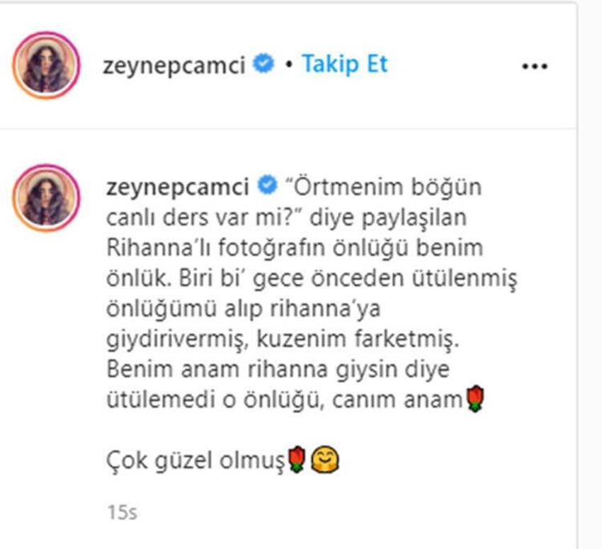 Zeynep Çamcı'nın Rihanna paylaşımı herkesi güldürdü!