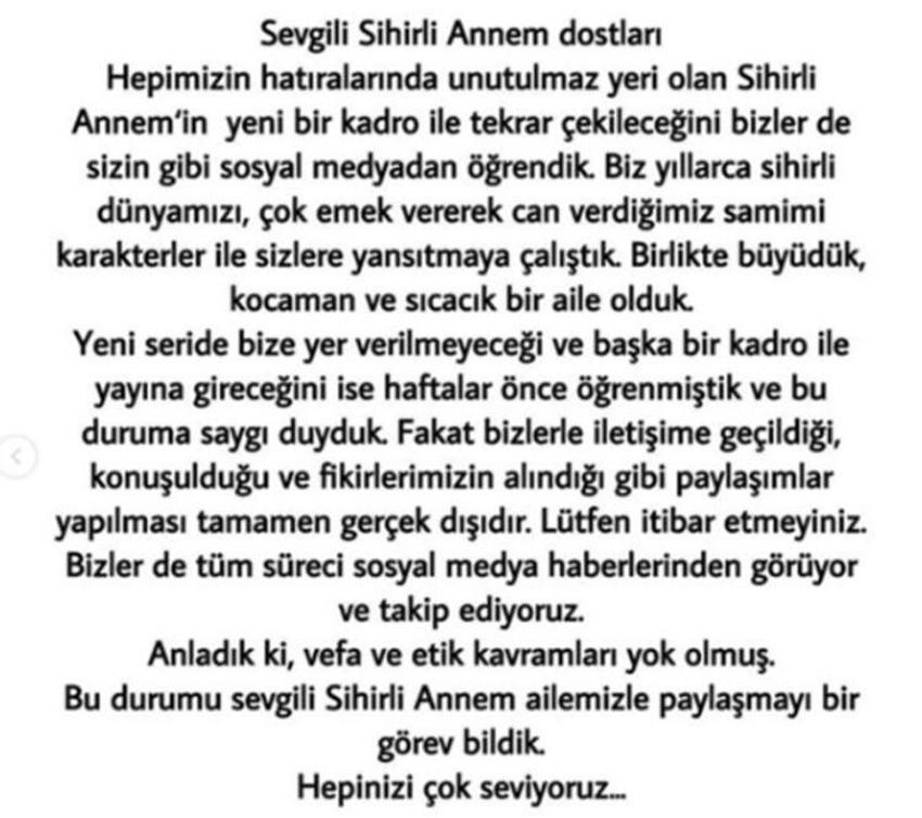 'Sihirli Annem' oyuncuları isyan etti! 'Vefa ve etik kavramları yok olmuş'
