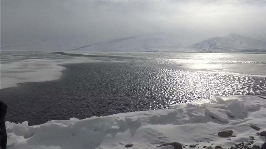 Çıldır Gölü'nde iki farklı manzara! Görenler hayrete düştü...