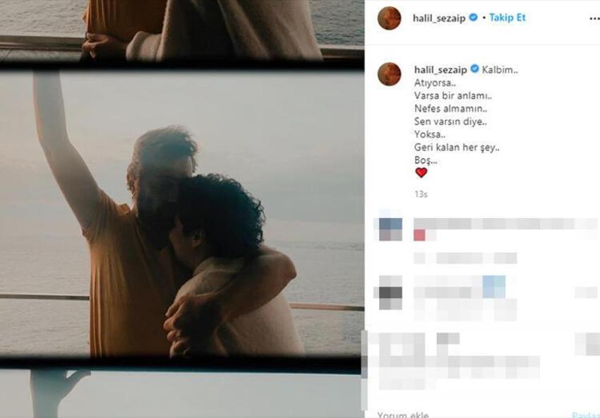 Halil Sezai ile Melike Beşli'nin şömine romantizmi! 'Sen hep gül'