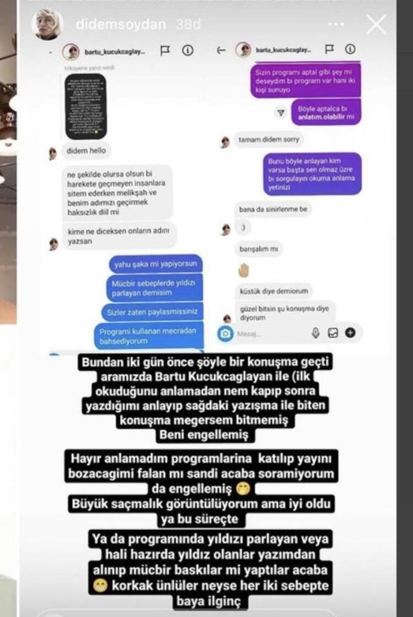 Didem Soydan, Bartu Küçükçağlayan'la olan mesajlarını ifşa etti