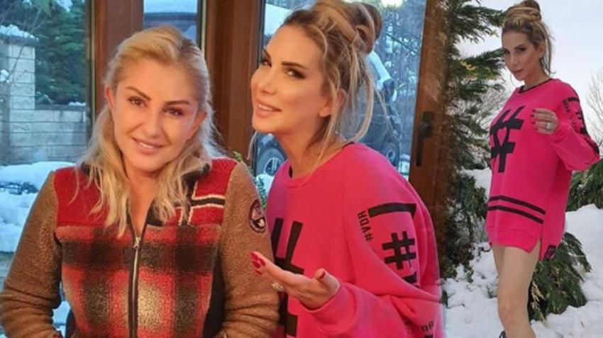 Soğuk havaya aldırış etmedi, Tuğba Özerk kar üstünde böyle poz verdi