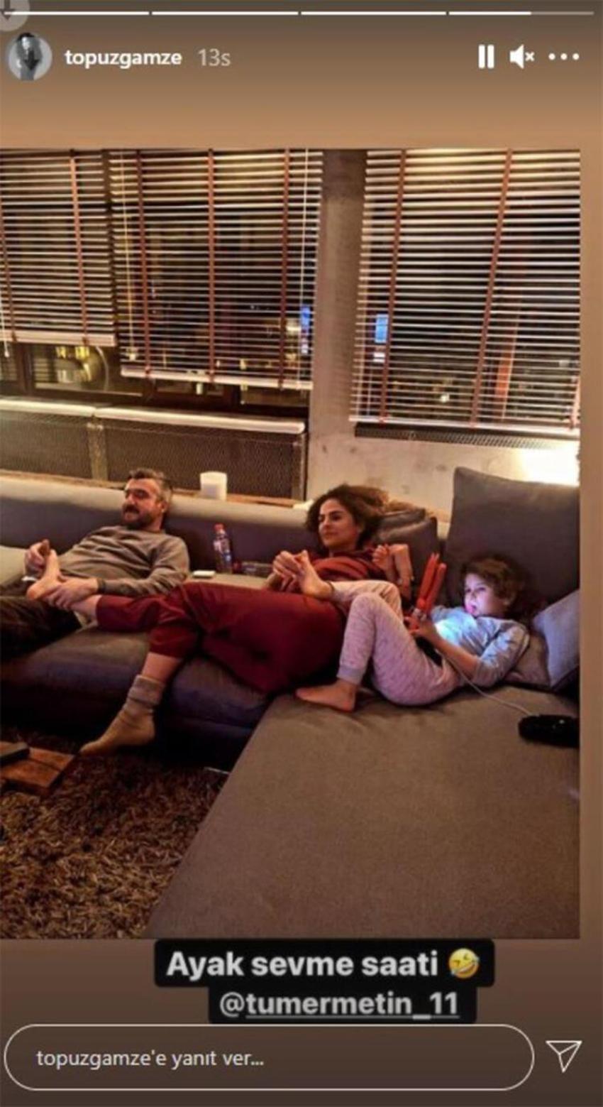 Gamze Topuz'dan ilginç paylaşım! 'Ayak sevme saati'