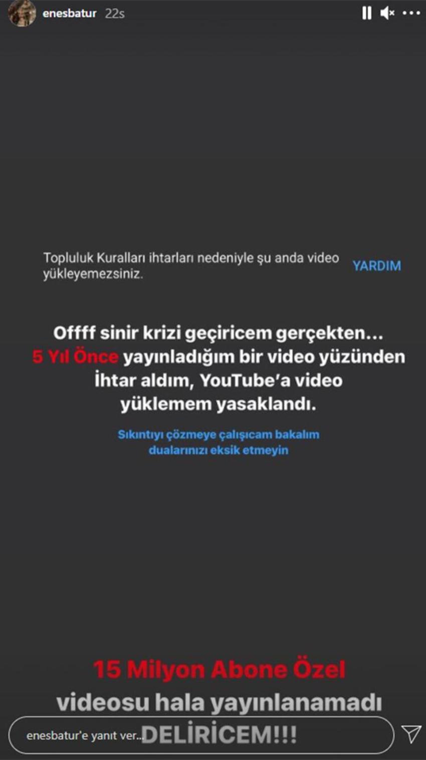 Enes Batur'a büyük şok! Youtube'a video yüklemesi yasaklandı...