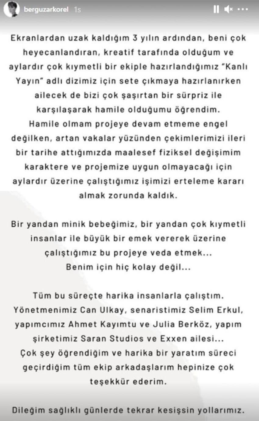 Bergüzar Korel hamile mi? 'Kanlı Yayın' dizisinden neden ayrıldı?