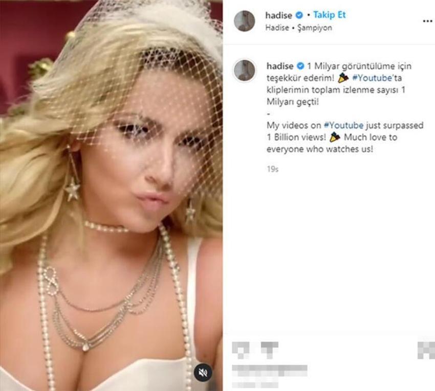 Hadise rekor kırdı! 1 milyar izlenme...