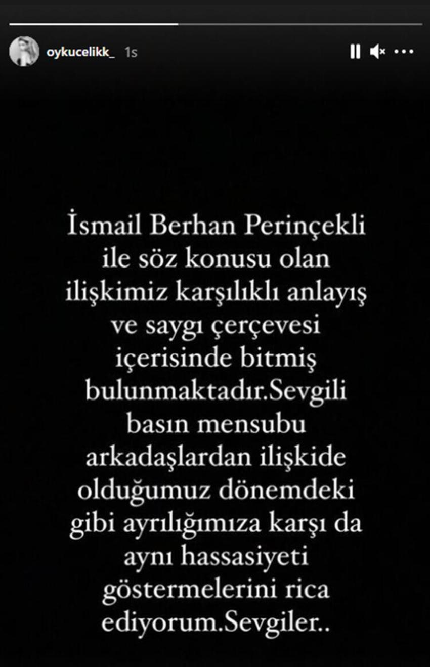 Öykü Çelik'ten flaş ayrılık açıklaması!
