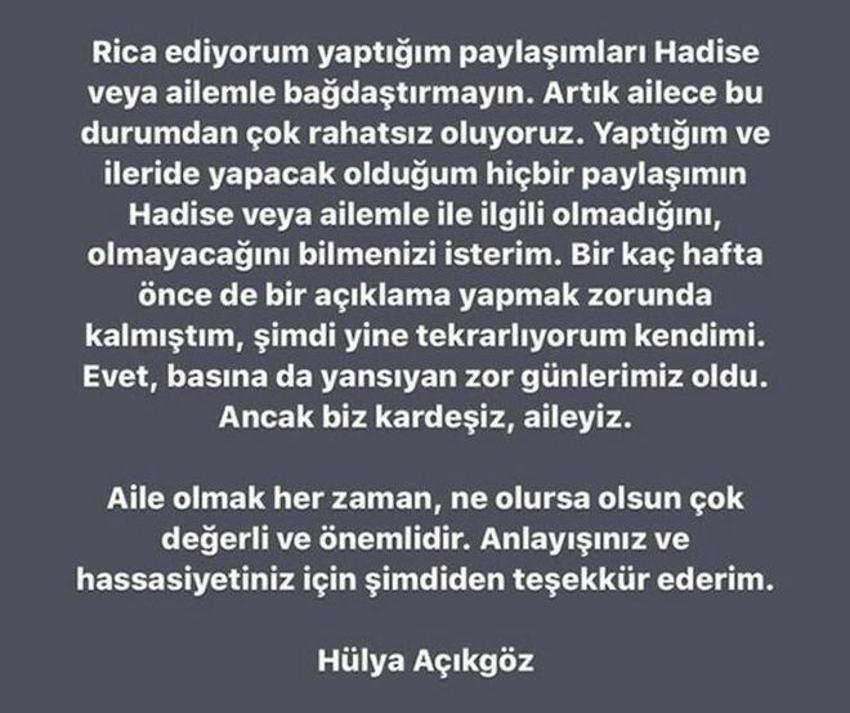 En büyük destekçisi oldu! Hadise ve ablası Hülya Açıkgöz barıştı mı?