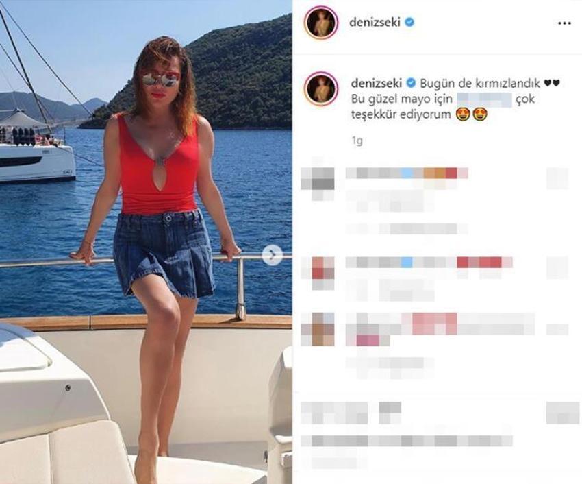 Deniz Seki kırmızı mayosuyla göz kamaştırdı!