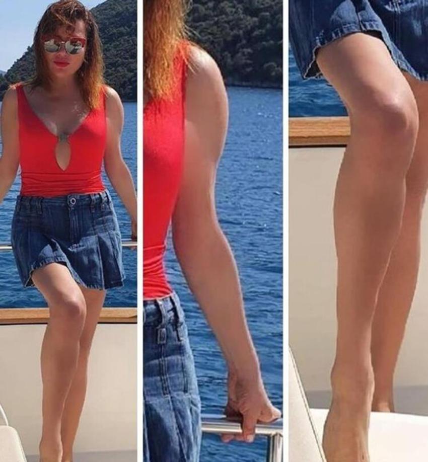 Deniz Seki kırmızı mayosuyla göz kamaştırdı!