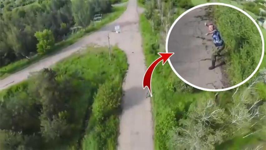 Şoke eden görüntü! SİHA'ya taş atarken böyle yakalandı