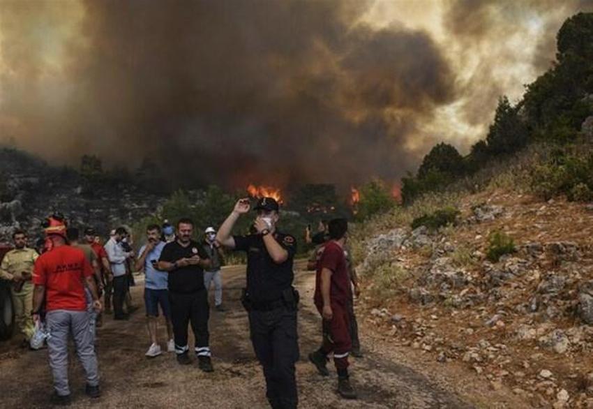 Ak Deniz'de orman yangını felaketi! Sky News muhabiri alevlerin ortasına daldı...
