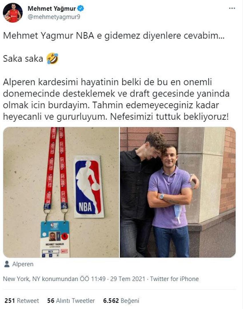 NBA Draft 2021'de Alperen Şengün'ün takımı Houston Rockets oldu! Türk bayrağı detayı törene damga vurdu...