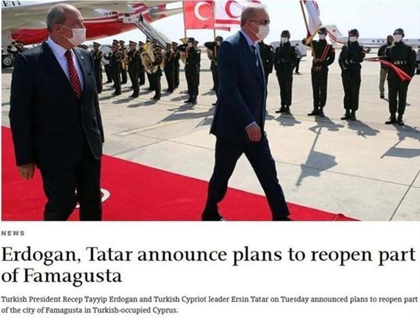 Kuzey Kıbrıs'a tarihi ziyaret Yunan basınını çıldırttı! Cumhurbaşkanı Erdoğan'ın Kapalı Maraş sözleri manşette...