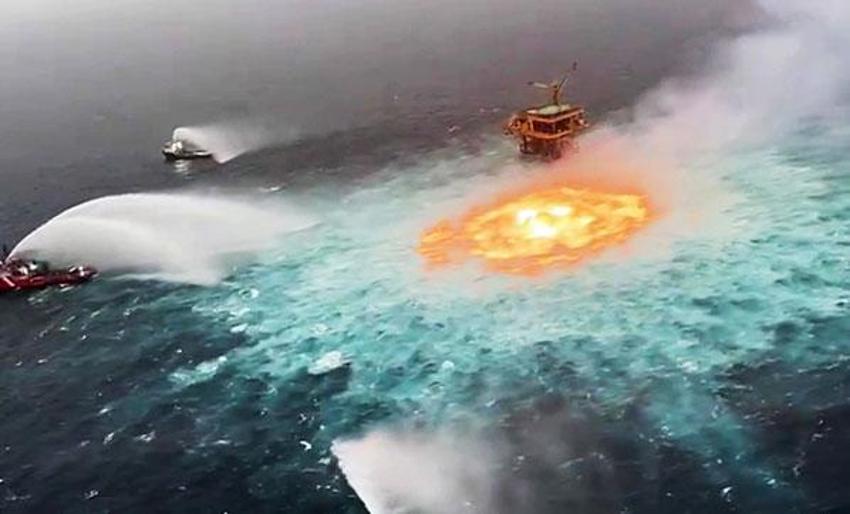 Okyanusta büyük yangın! Meksika Körfezi'nde akılalmaz görüntü...
