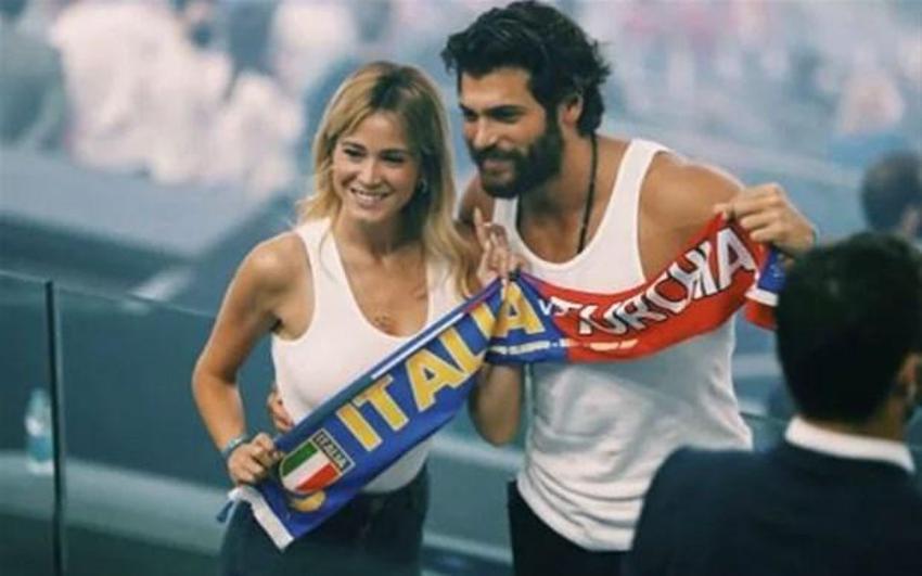 Diletta Leotta ve Can Yaman Türkiye - İtalya maçına damga vurdular!