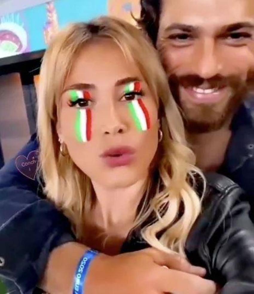 Diletta Leotta ve Can Yaman Türkiye - İtalya maçına damga vurdular!
