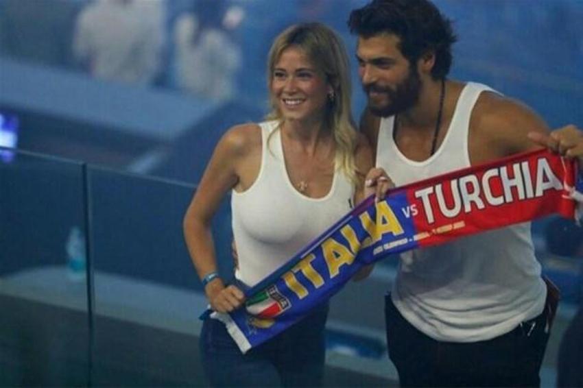 Diletta Leotta ve Can Yaman Türkiye - İtalya maçına damga vurdular!