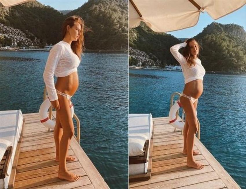 5 aylık hamile Aslışah Alkoçlar eşi Kaan Demirağ'a poz verdi!