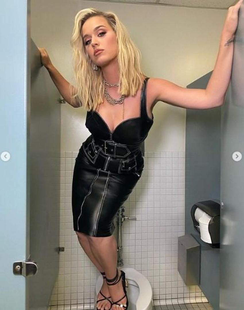 Katy Perry, klozetin tepesine çıktı ve poz verdi!