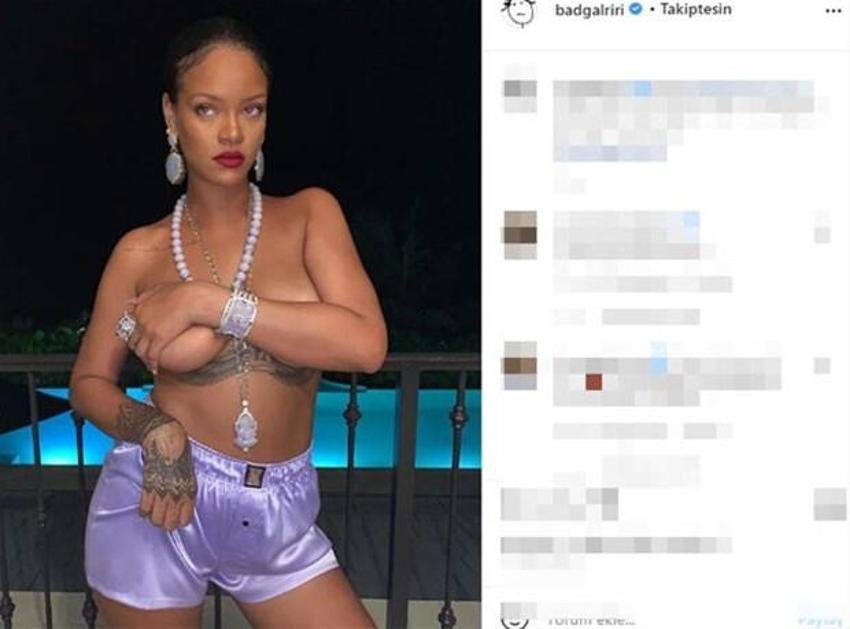 Rihanna üstsüz pozunu Instagram'dan paylaştı!