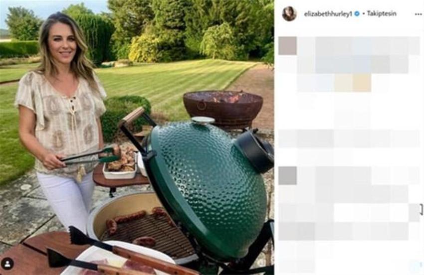 Dekolteli pozuyla nefes kesti! Elizabeth Hurley...