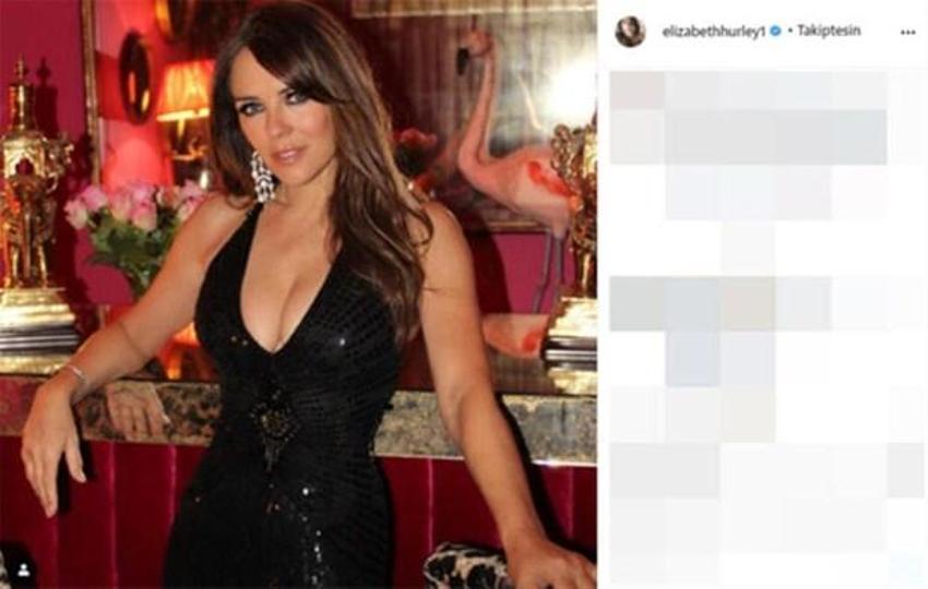 Dekolteli pozuyla nefes kesti! Elizabeth Hurley...