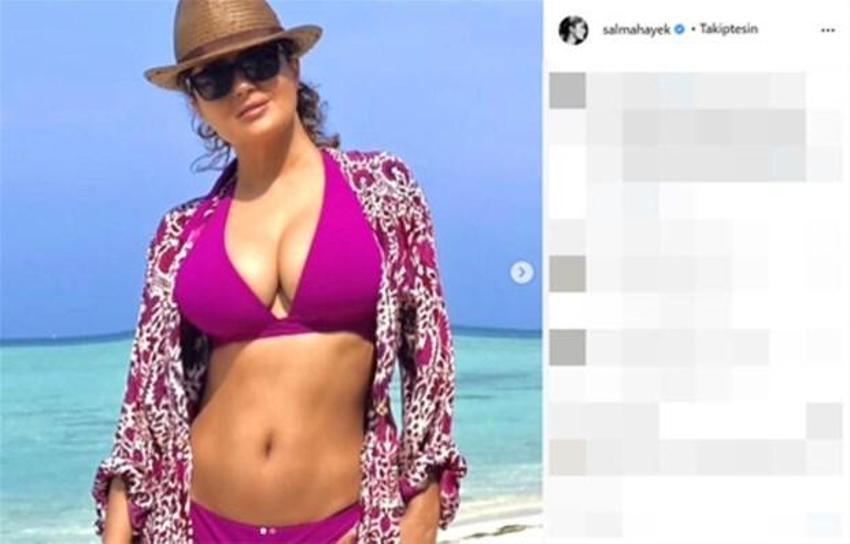 Salma Hayek yeni yılı bikinili pozuyla karşıladı!