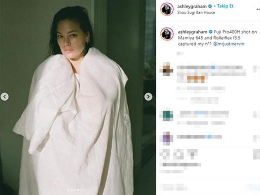 Yine Ashley Graham yine olay! Üstsüz pozlarını kocası çekti...