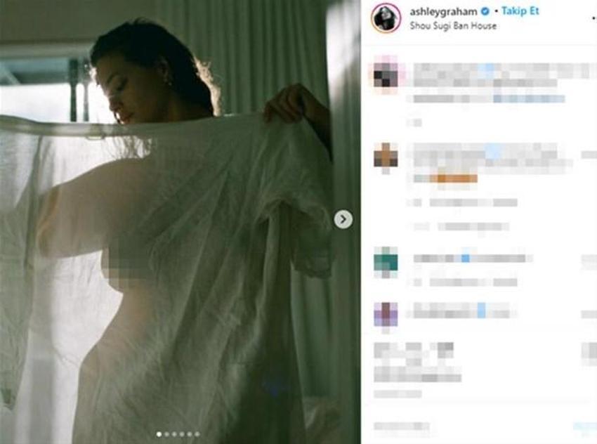 Yine Ashley Graham yine olay! Üstsüz pozlarını kocası çekti...