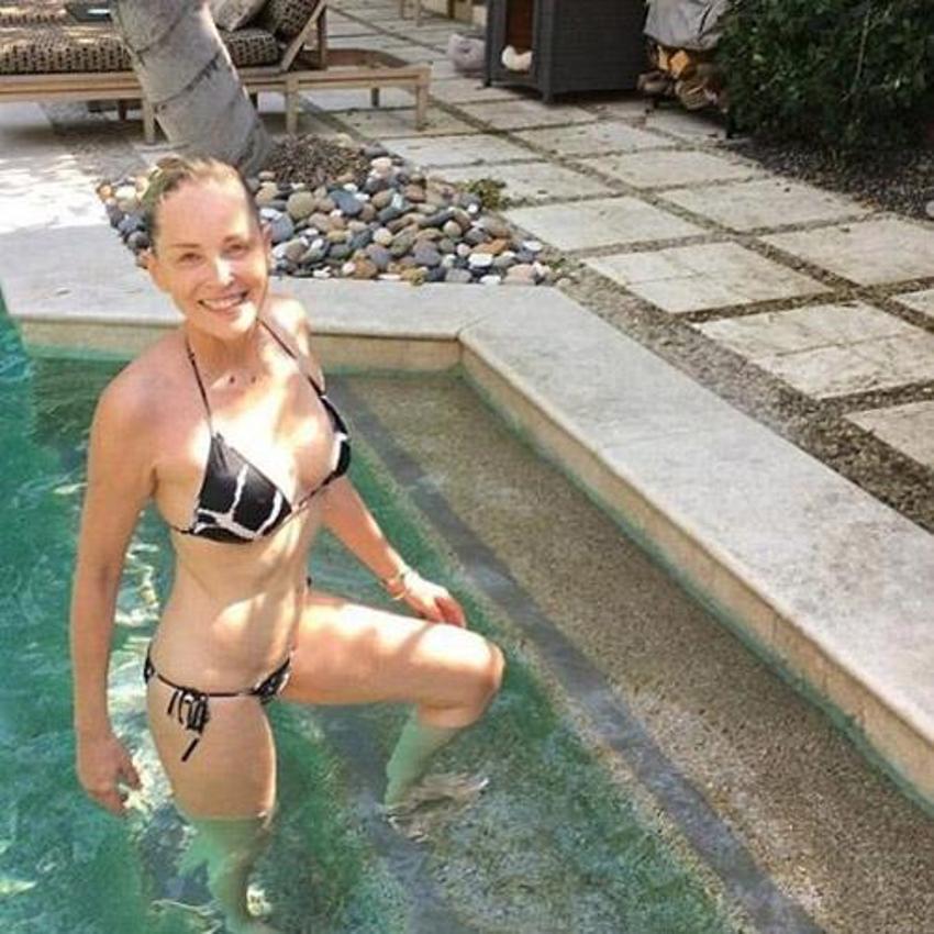 Sharon Stone o pozuyla sosyal medyayı salladı