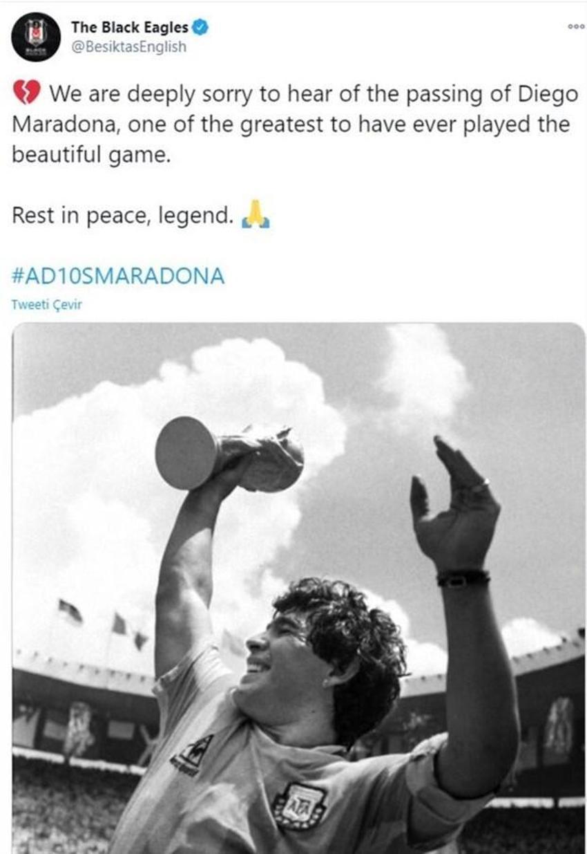 Diego Armando Maradona'nın vefatı sonrası spor dünyası yasta!