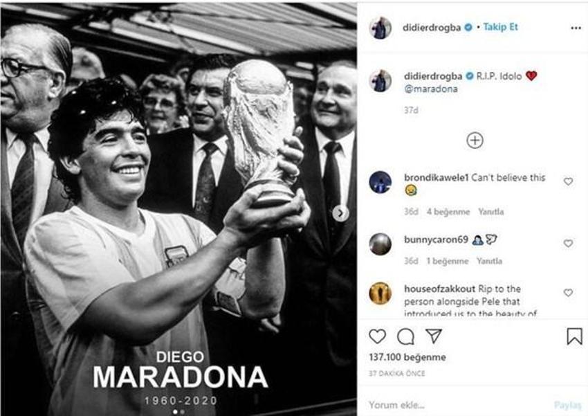 Diego Armando Maradona'nın vefatı sonrası spor dünyası yasta!