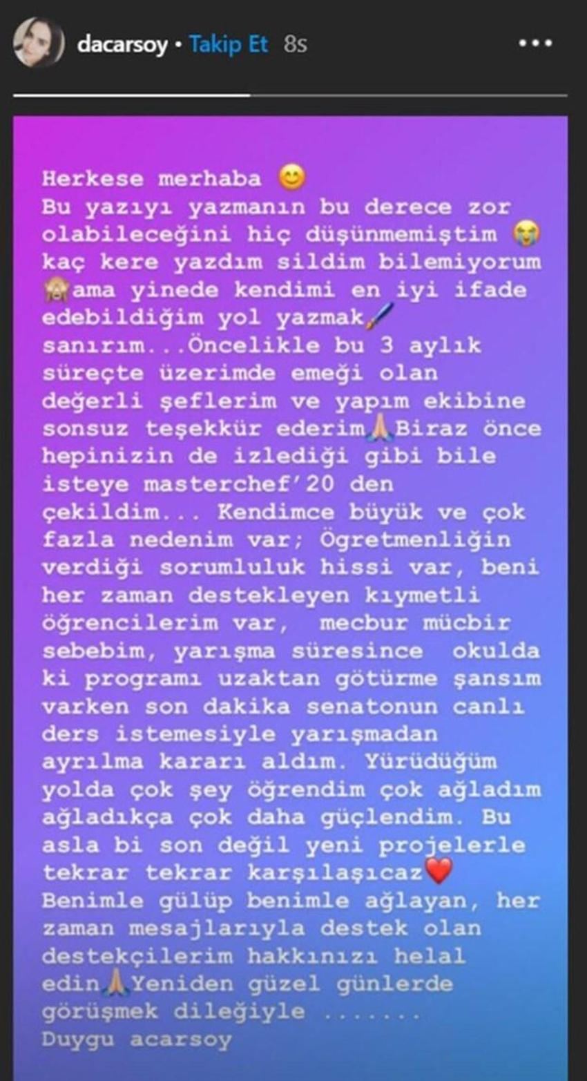 Masterchef'te Duygu Acarsoy'dan şaşırtan itiraf: Yemeği bilerek kötü yaptım