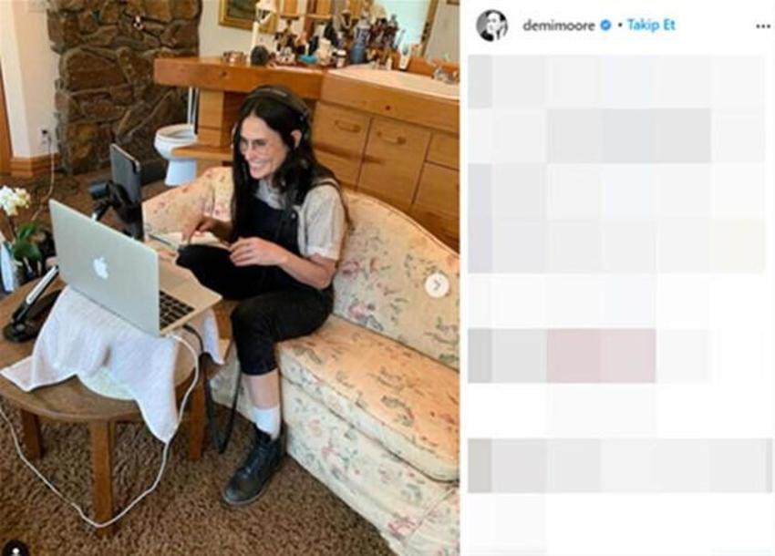 Demi Moore banyoyu ofise çevirdi!