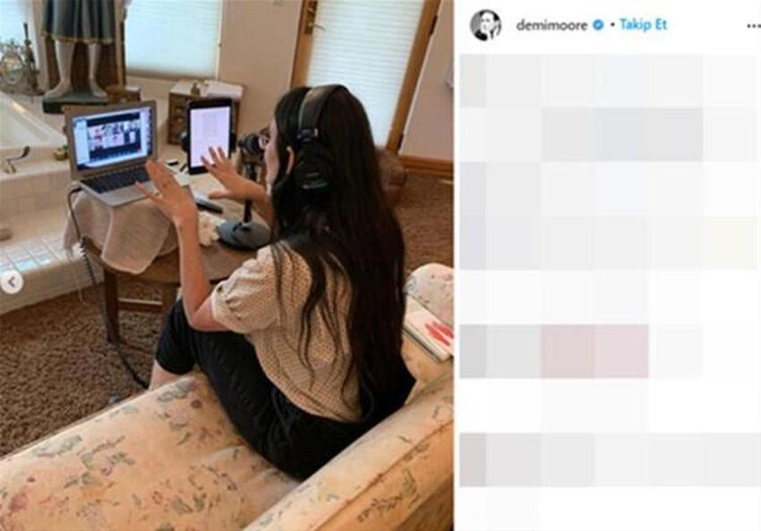 Demi Moore banyoyu ofise çevirdi!