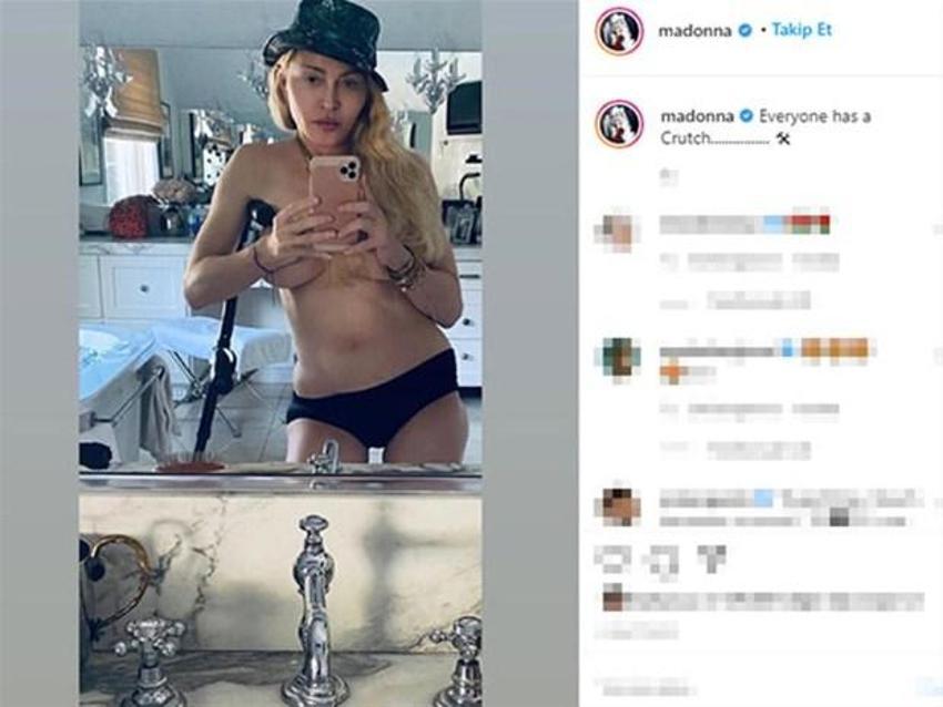 Madonna üstsüz poz verdi! Yer yerinden oynadı...