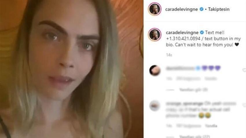 Cara Delevingne telefon numarasını paylaştı