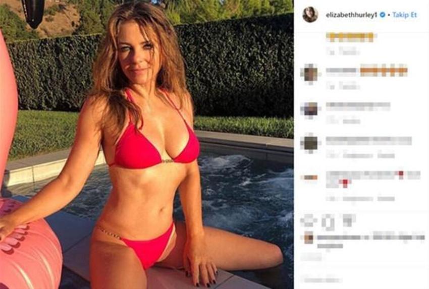 54'lük bikini yıldızı Elizabeth Hurley