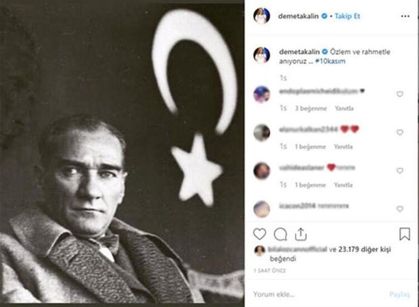 Ünlülerin 10 Kasım mesajları! 'Atam seni çok seviyoruz'