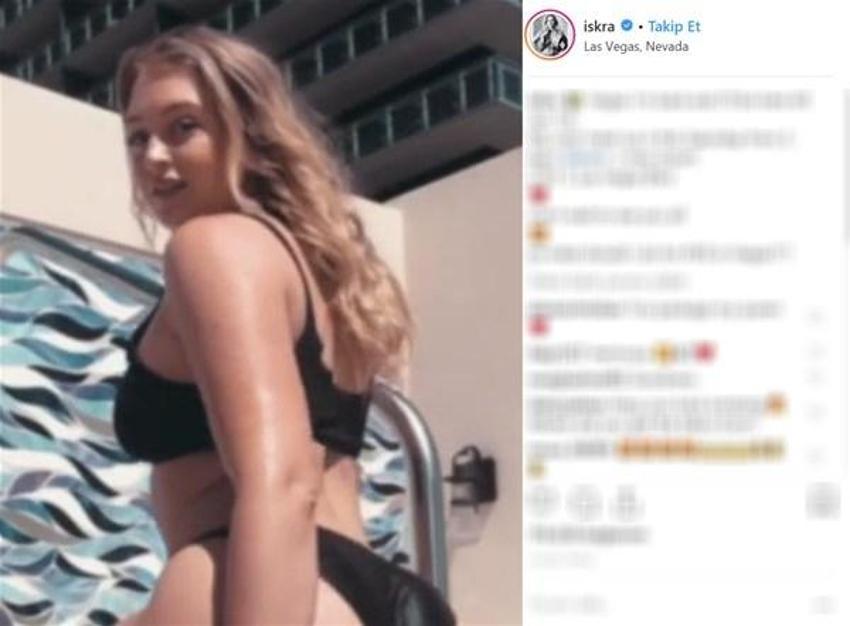 Iskra Lawrence`ın havuz keyfi