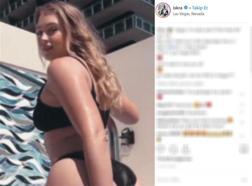 Iskra Lawrence`ın havuz keyfi
