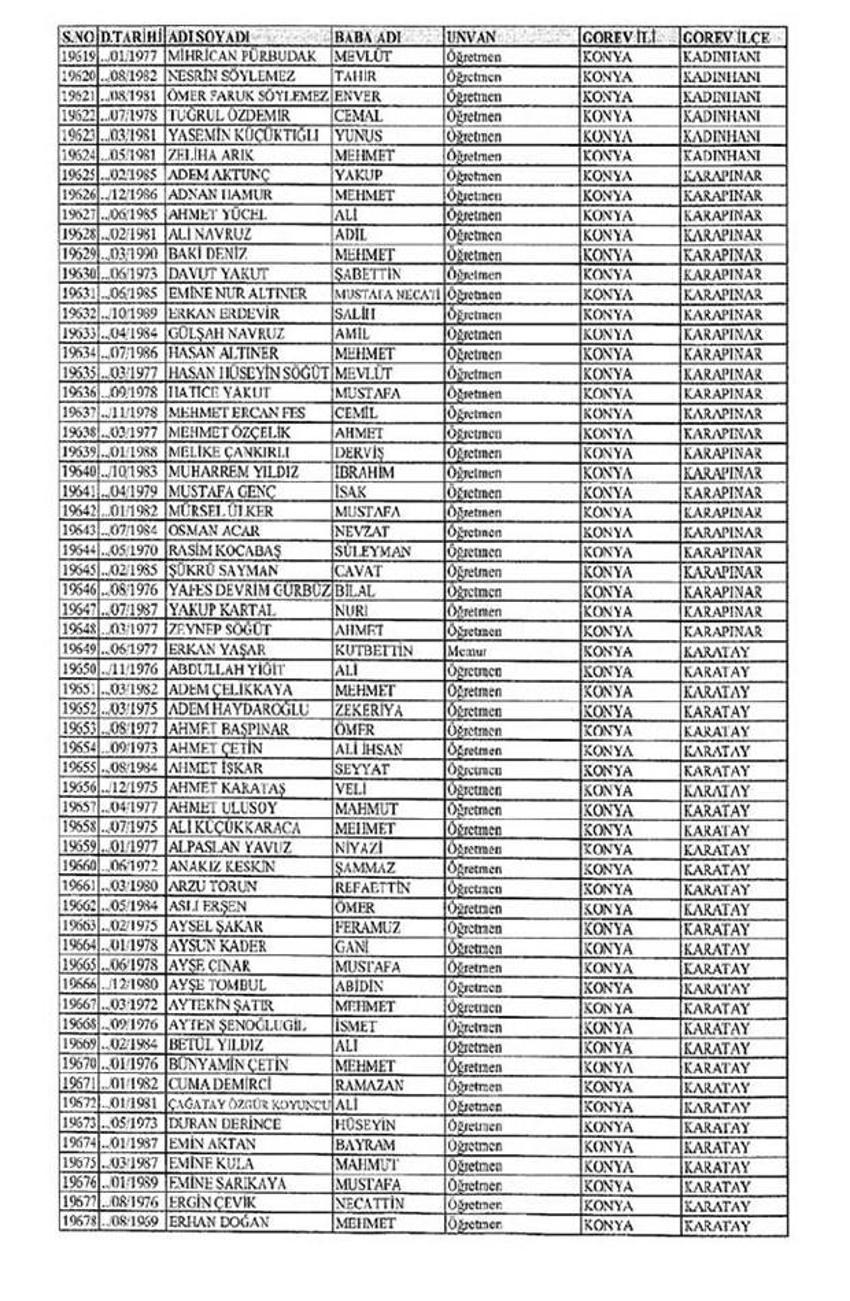 Lisansı iptal edilen öğretmenlerin tam listesi