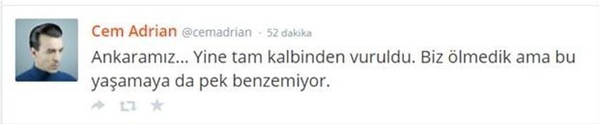 Ankara patlaması sonrası ünlülerden tepkiler