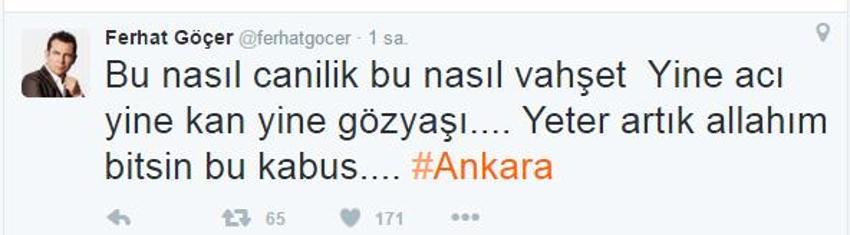 Ankara patlaması sonrası ünlülerden tepkiler