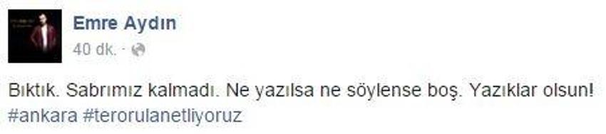 Ankara patlaması sonrası ünlülerden tepkiler