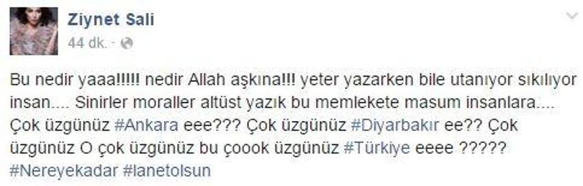 Ankara patlaması sonrası ünlülerden tepkiler