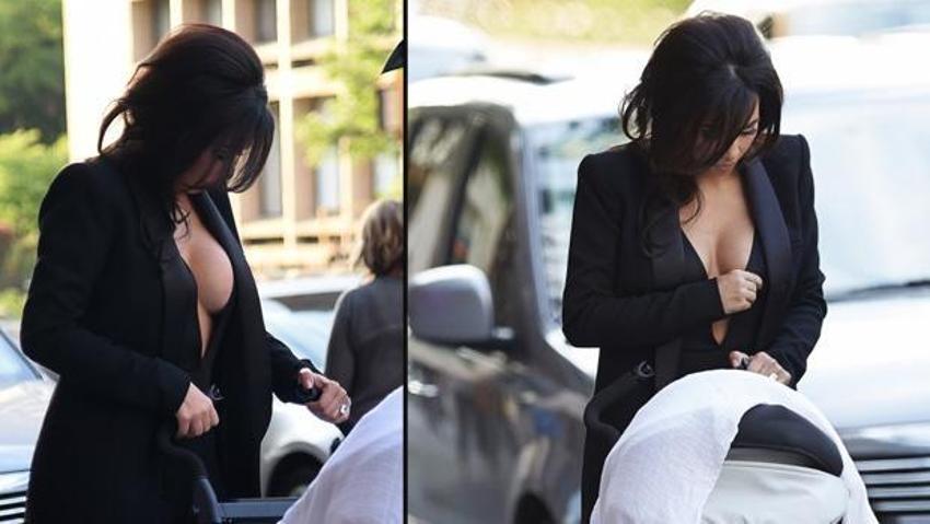 Kim Kardashian içine bir şey giymeyi unuttu