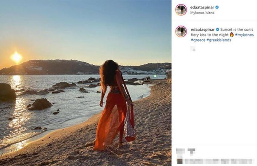 Eda Taşpınar'dan Mikonos'ta iddialı pozlar!